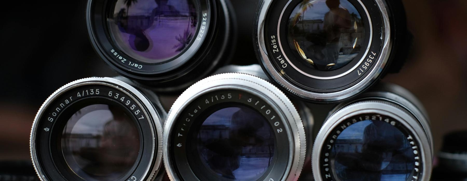 close-up of camera lenses