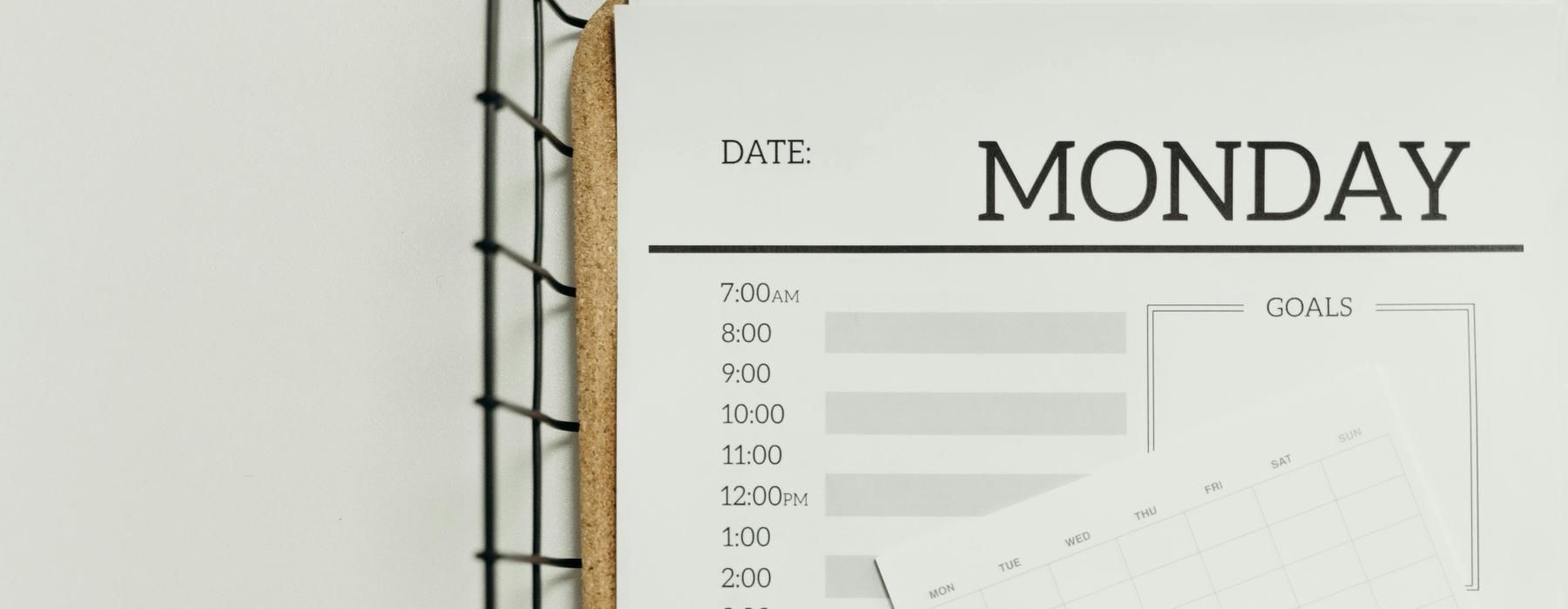 the inside of a calendar or staionary
